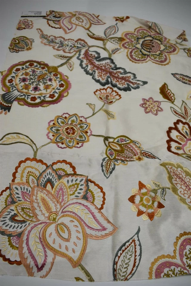 Lee Jofa -Flores- Opal-Petal- Luxury Fabric-  w 25"x L 35"-Embroidery Flowers - Image 2 of 4