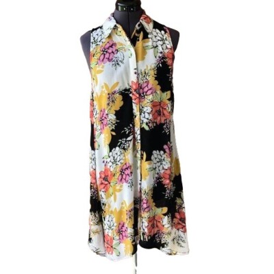 Cupio Long Floral Multicolor Blouse Tunic Sleeveless Sz. S