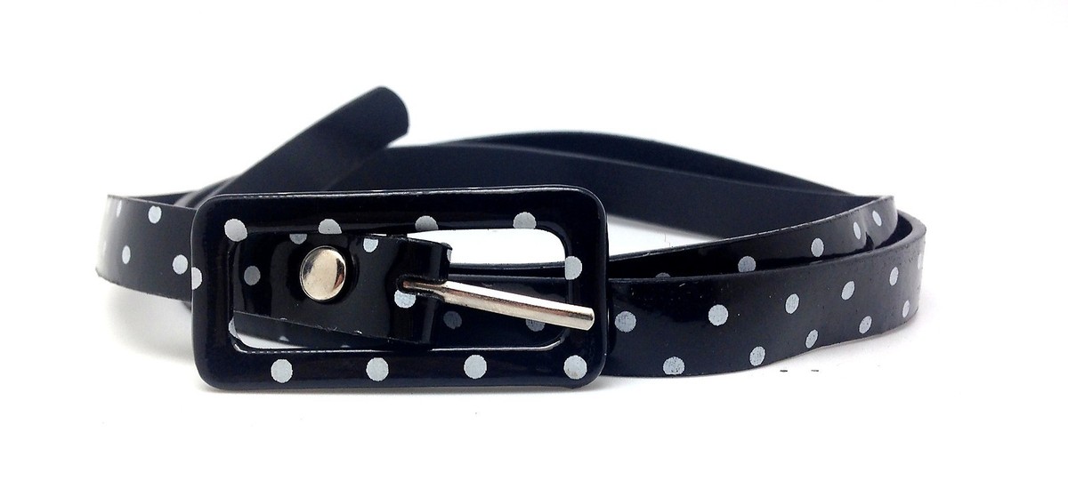 2962 Women\'s Plus Size No Show Buckle Stretch Belt With Polka Dots, Black Polka Dot Stretch Belts for Women for sale | eBay main image 2