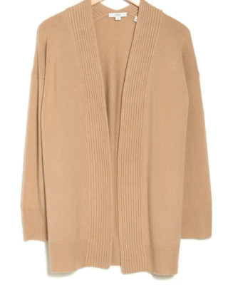 NEW Vince Rib Placket Wool & Cashmere-Blend Cardigan in Camel Size M #S6161