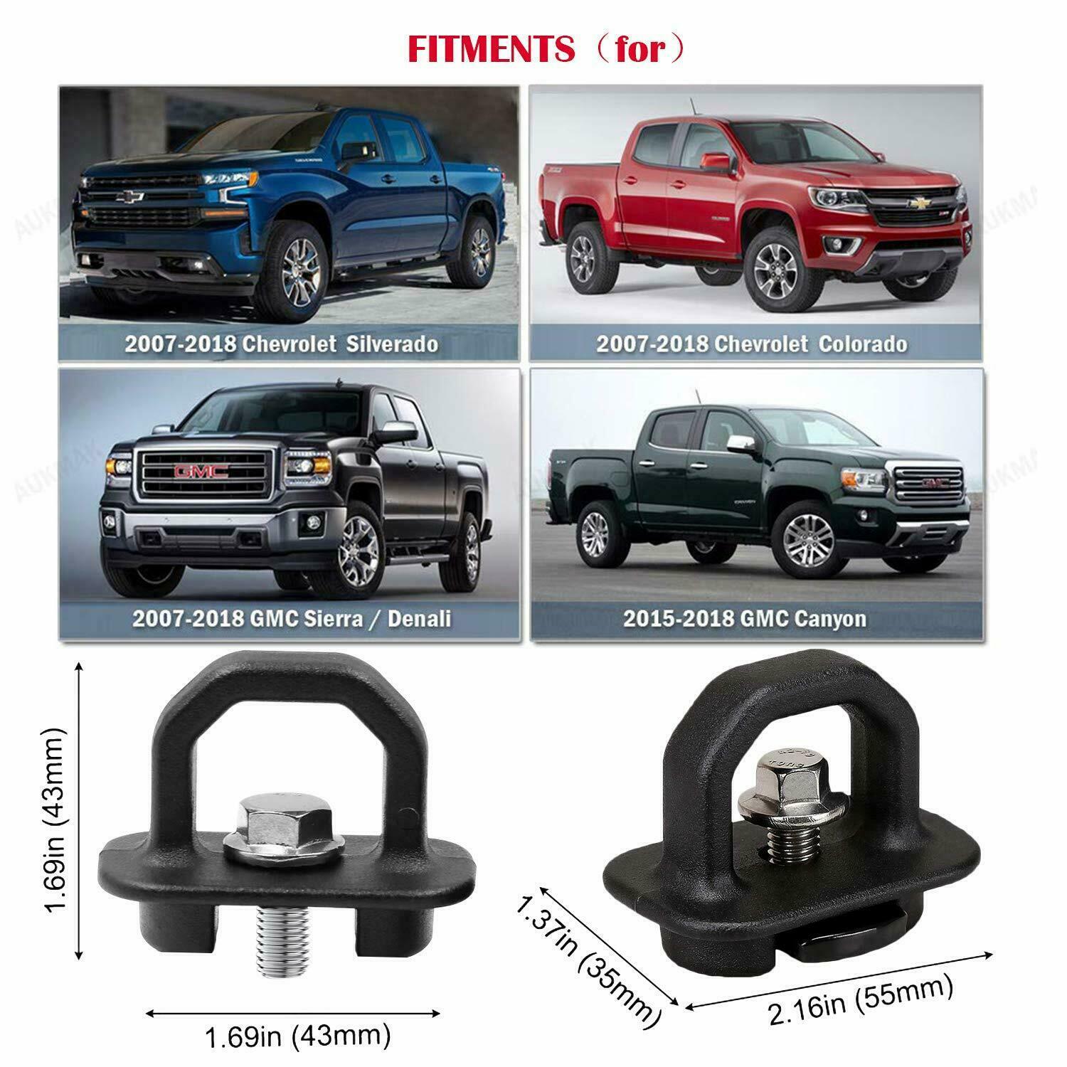 4x Tie Down Anchor Truck Bed Side Wall Anchors For Chevy Silverado GMC