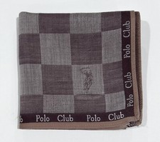 MEN  S HANDKERCHIEF POLO CLUB COTTON POCKET SQUARE CLASSIC CHECKBROWN STRIPED 18  