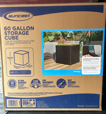 Suncast 60-Gallon Storage Deck Cube Java Plastic 27.5-in L x 26.75-in