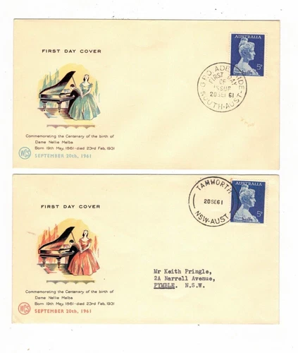Australia 1961 Mrlba  FDCs,cds   TAMWORTH,  etc  (2 Covers)