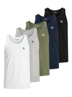 Jack & Jones 5 Pack Mens Sleeveless Tank Top Cotton Regular Fit Crew Neck Vest