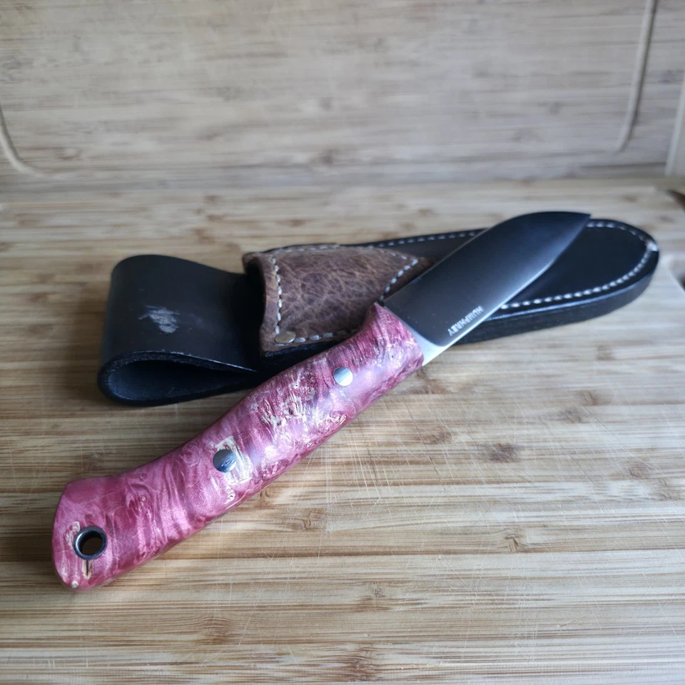 Orig Vintage Handmade Fixed Blade Knife "Lon Humphrey Custom Knife" w Sheath - Image 2 of 4