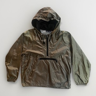 Vintage 90s GAP Olive Green Nylon Hooded Anorak Windbreaker Pullover Jacket S