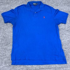Vintage Polo Ralph Lauren Shirt Mens XL Royal Blue Red Pony Golf Short Sleeve