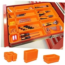 42 Pack Tool Box Organizer Tool Tray Dividers, Rolling Tool Chest Cart Orange