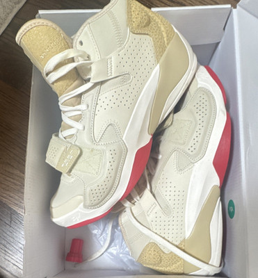 Jordan Zion 2 Beige Red White High Top Basketball Sneakers Men's CHECK DESC