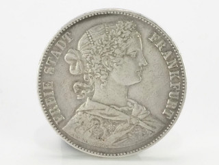 Historische Münze Frankfurt 1 Vereinsthaler Silbermünze Francofurtia 1860; K118
