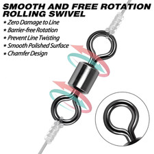 50 Pcs Bearing Swivel Fishing Connector Stainless Steel Carp Snap Fishhook Lure