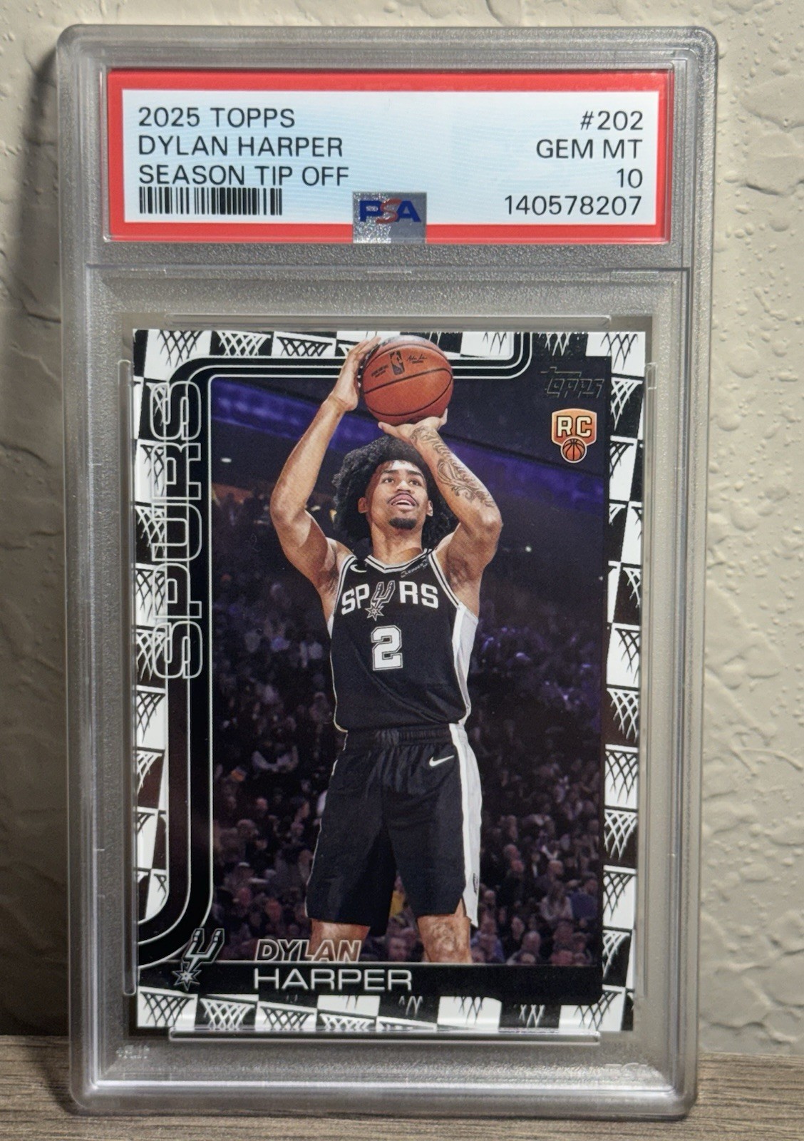 2025-26 Topps Dylan Harper RC Card #202 Season Tip Off PSA 10 Gem Mint Spurs