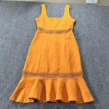 Lulus Martini Mama Orange Crochet Midi Dress Square Neck Trumpet Size Small Sexy