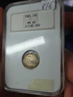 1885 SEATED LIBERTY DIME NGC MS62 Old Fatty Holder Gorgeous Toning