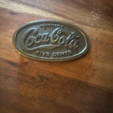 Vintage Coca-Cola Brass Belt Buckle Oval "Drink Coca-Cola" Five Cents