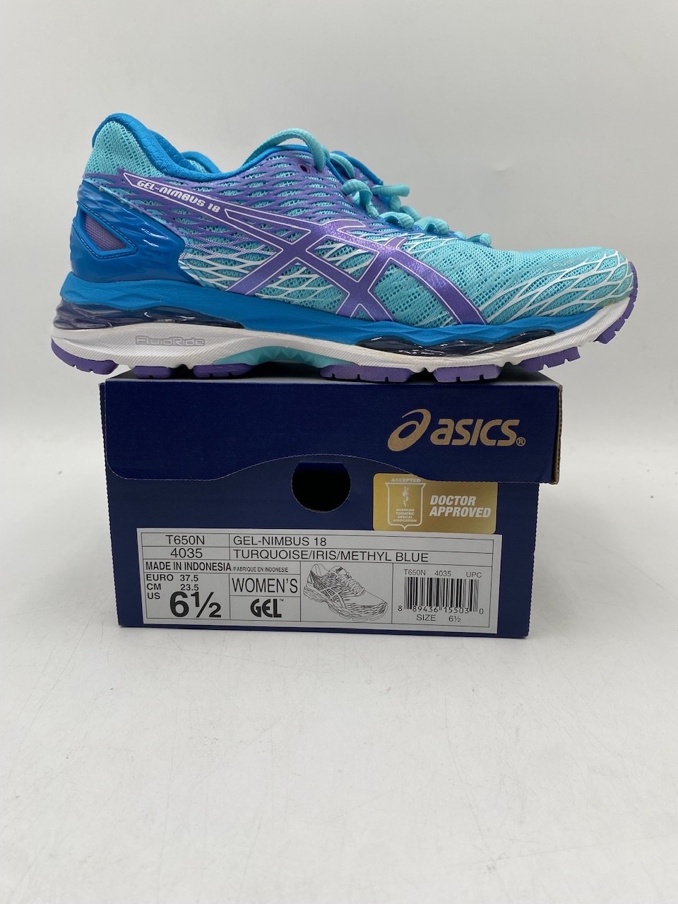 ASICS GEL-NIMBUS 18 Women's NEW Sneakers Turquoise/Iris/Methyl Blue US Size 6.5 thumbnail 11