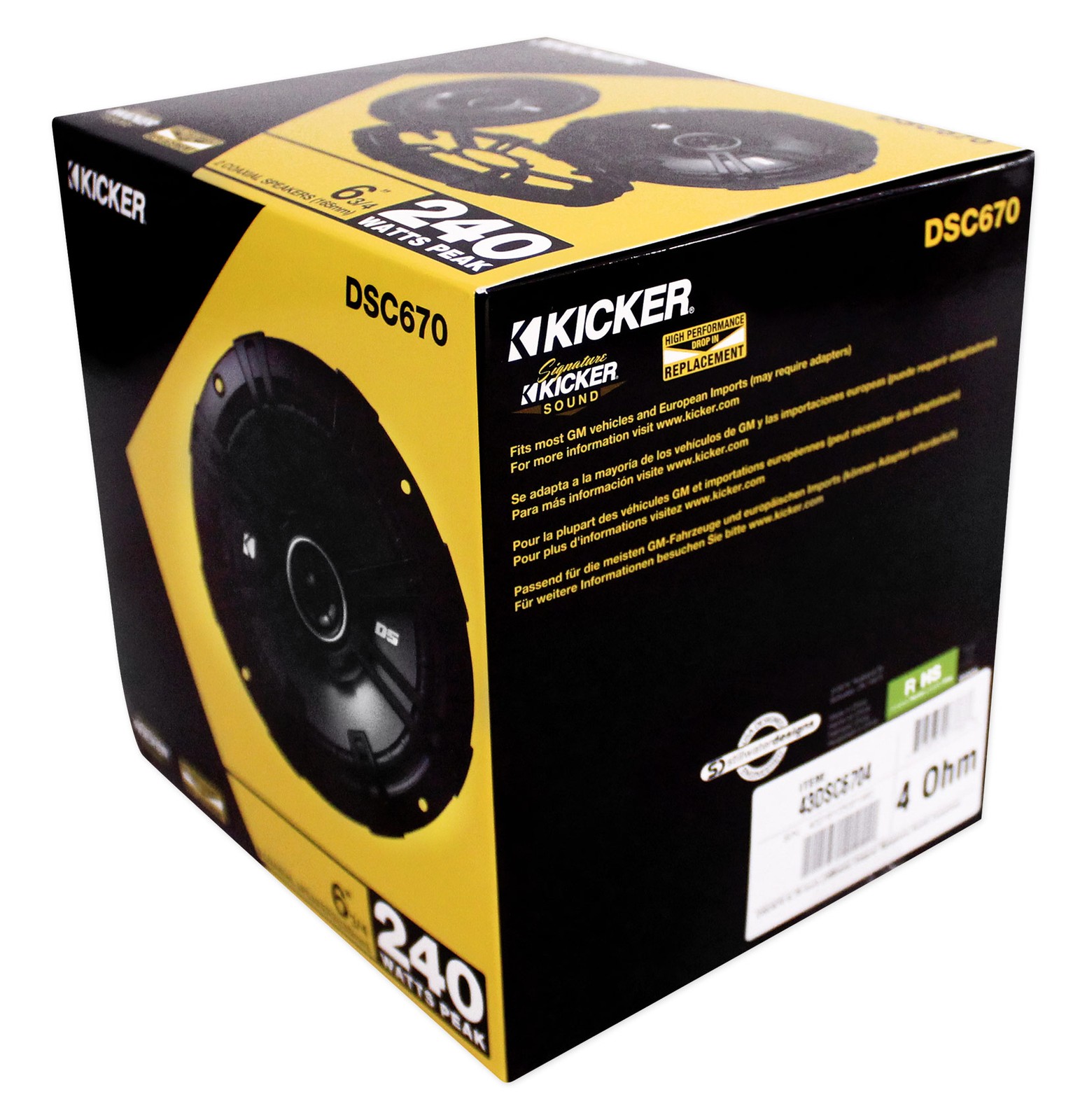 (4) Kicker 43DSC6704 DSC670 240 Watt 6.75" 2-Way Car Audio Speakers 4-Ohm DS670