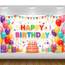 Colorful Happy Birthday Backdrop Banner for Boys Girls Decorations Backdrop