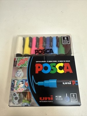 Posca Paint Marker- 8 Count- Black, Red, Pink, White, Green, Blue, Yellow