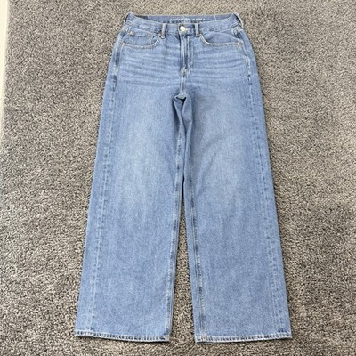 American Eagle Women s Skater Jeans 6 Reg Blue Medium Wash Wide Leg High Rise