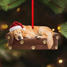 Sleepy Golden Retriever Ornament - 3.54''X1.8'' Arcylic Dog Ornament for Christm