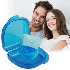2x Anti Snore Devices Blue Silicone Sleep Tongue Retainer Anti Snoring Solution