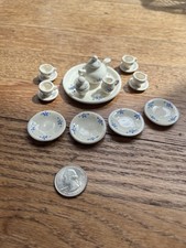 Miniature Tea Set for Dolls, dollhouse, white ceramic china vintage teapot
