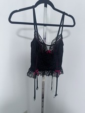 Vintage Lace Nan Flower Lingerie Bodysuit. Size Medium red/black