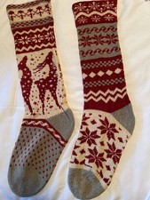 Holiday Christmas Stockings Vintage, 24" Long, 5" Wide, Set of 2, Excellent Cond