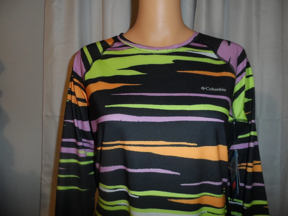 Cool Columbia size L black omni heat multi color base layer set shirt pants NWT - Image 2 of 4