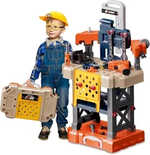 Kids Tool Bench - Kids Tool Set with Electric Toy Drill and Realistic Tools,78 P