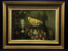 Dipinto ad olio originale Eugène Baboulène "Le Melon d'Espagne" 1978 Natura m...