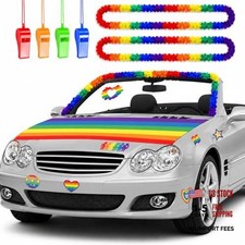 3.5x5 Ft Rainbow Pride Car Decoration Kit   LGBT Hood Cover Flag with