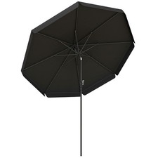 Image of Outsunny 2.7m Patio Umbrella Garden Parasol with Crank, Ruffles, 8 Ribs, Black