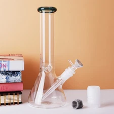 10" Heavy Duty Glass Bong Green Water Smoking Tobacco Pipe Beaker 14MM Bowl