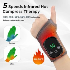 Electric Heated Vibration Wrist Hand Massager Brace Carpal Tunnel Pain Relief