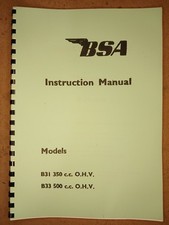 BSA OWNERS INSTRUCTION MANUAL PHOTOCOPY B31, B33, 1958 ALTERNATOR MODELS - BH24