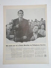 Magazine Ad* - 1945 - AT&T / Bell System - World War II - town hall