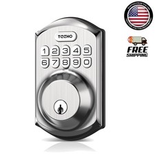 Satin Nickel Keyless Deadbolt Lock: Easy Install, 20 User Codes for Home Safety