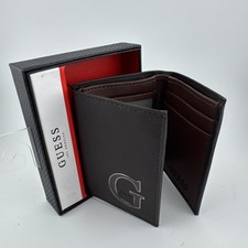 Guess Men's Leather Credit Card ID Wallet Passcase Billfold Brown