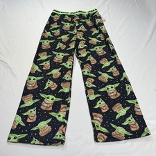 Star Wars Grogu Baby Yoda Pajama Pants Kids Size L 10/12 Black Green Sleepwear