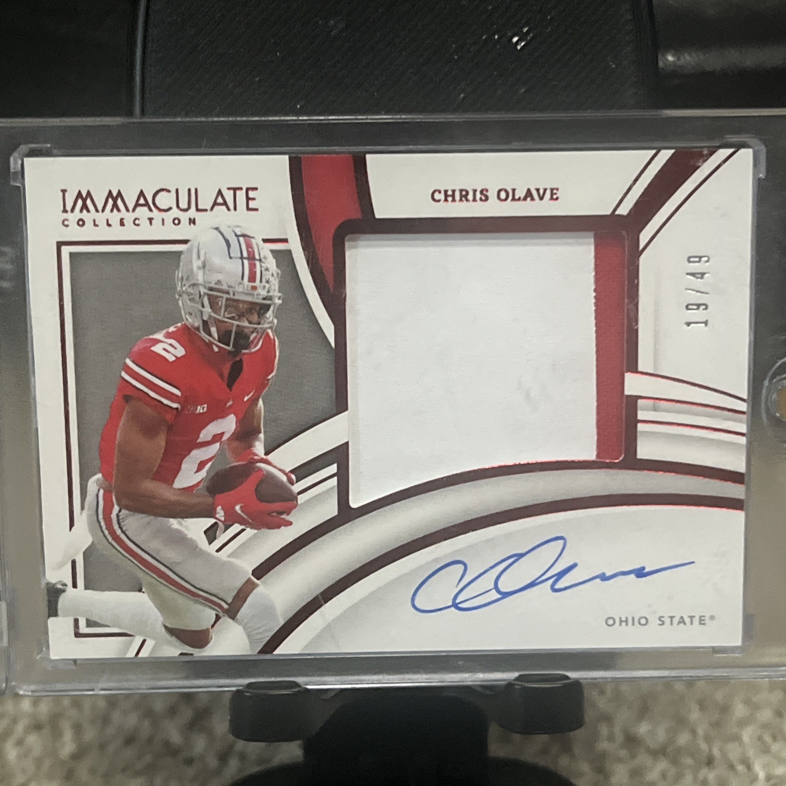 Chris Olave Panini Immaculate Collection Collegiate Premium Patches Rookie Autographs #PP21 Ruby