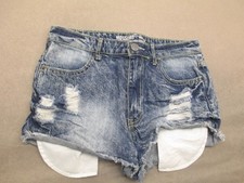 Mossimo Size 9 Womens Blue 100 Cotton Washed High Rise Cut Off Denim Shorts 438