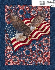 Stars  Stripes Patriotic cotton fabric Northcott 29040-49 Panel Flag  Eagle