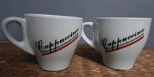 Pair Of Matching Lorenzo Italy Cappuccino Cups. Since 1970. Italian White Red