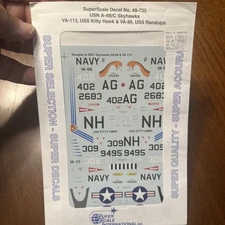 Superscale Decals 480735 1/48 Scale A-4B/C Skyhawks VA-113 USS Kitty Hawk, VA-86