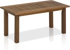 Tioman Hardwood Patio Furniture Outdoor Coffee Table in Teak Oil, 1-Tier