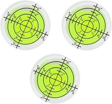 3Pcs Small Circular Bubble Levels 32x7mm Round Spirit 32x7mm, Yellow-green