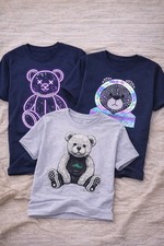 Men's size L slim fit rhinestone / diamante teddy print t-shirt. Bundle of 3